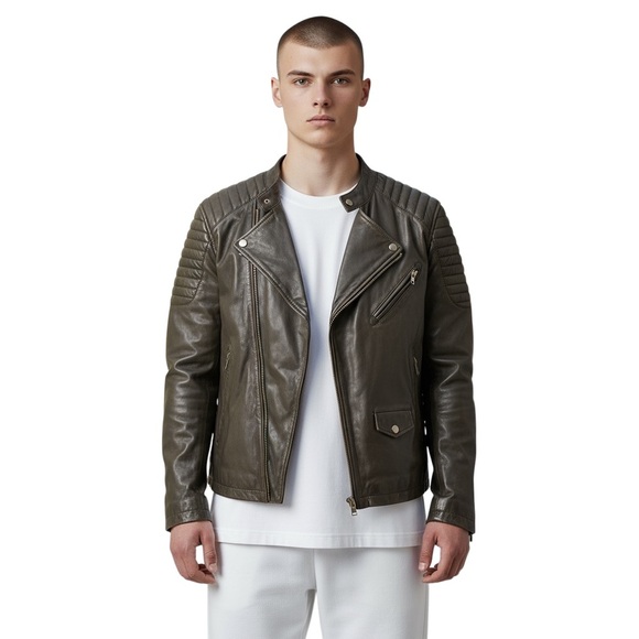 Black Rivet men’s black Leather zip up moto Jacket cotton lined size xl